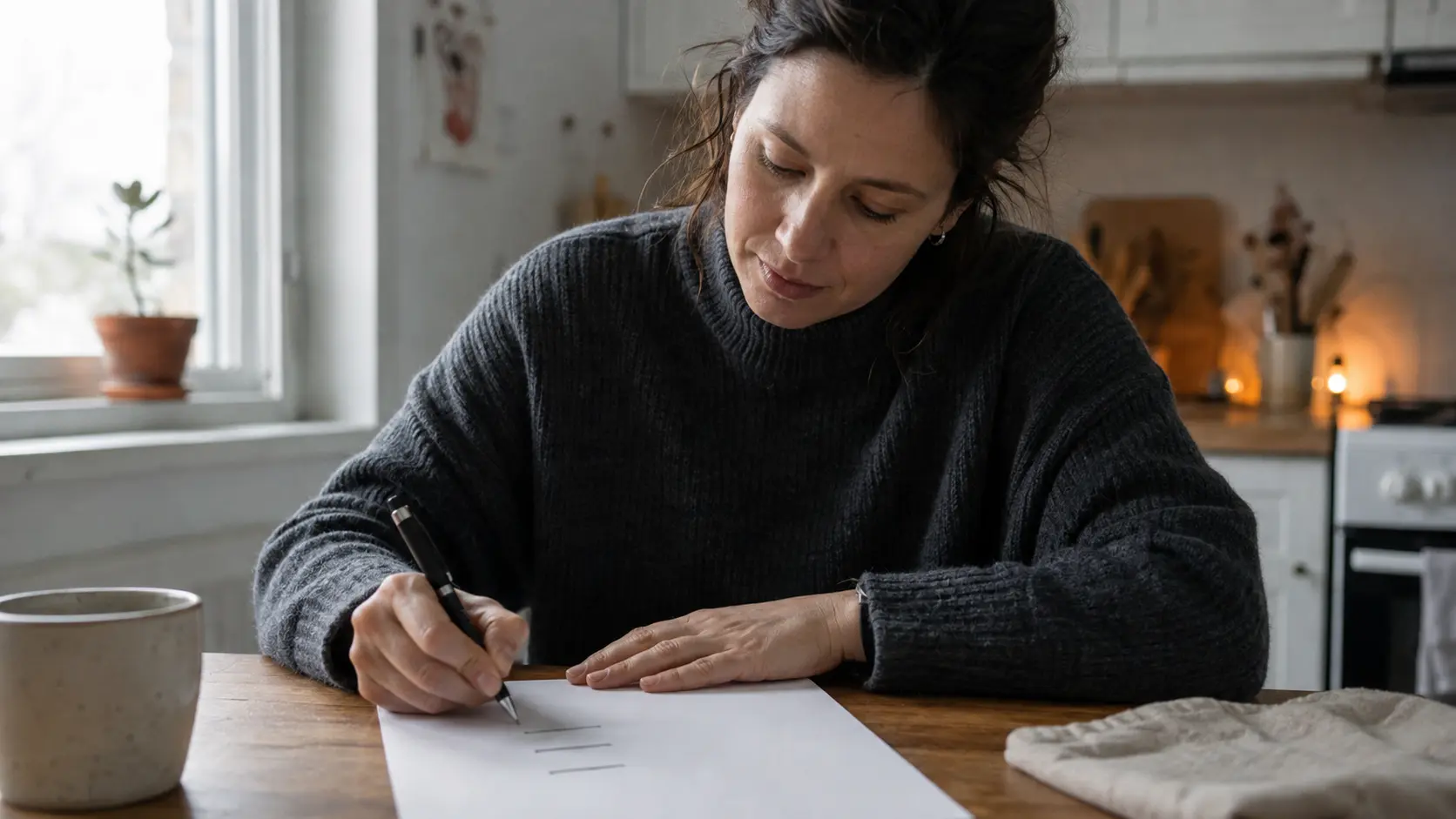 A person writing three priorities on paper
